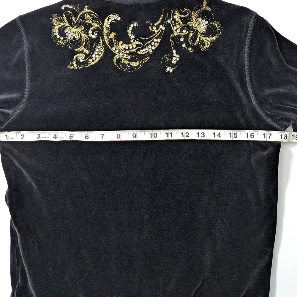 Vintage Escada Velvet Bomber Jacket Gold Baroque Rhinestone Zip EU 36 Y2K‎ - Picture 15 of 16